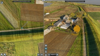 Skaning laserowy LiDAR UAV o gęstości około 100 punktów/m2. Widok w oprogramowaniu GEOVERSE