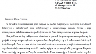 Informacja o zakończeniu prac zespołu